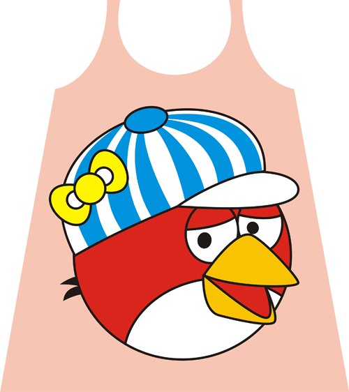 Desain Kaos Anak  anak  motif angry  Bird  Hans Clothing Design